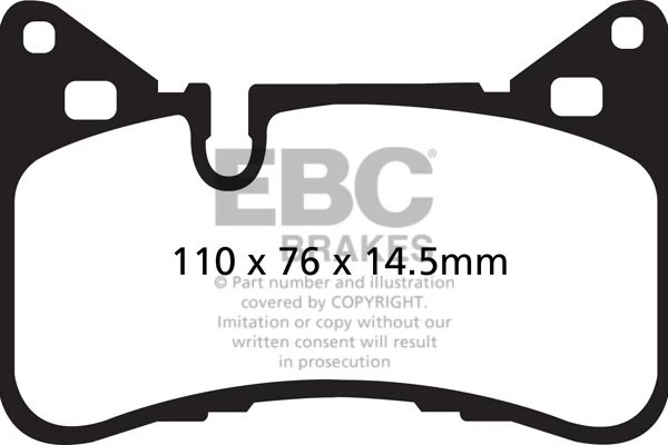 DP42117R - EBC Yellowstuff Brake Pads; Rear 2 DP42117R - EBC Yellowstuff Brake Pads; Rear - Image 2